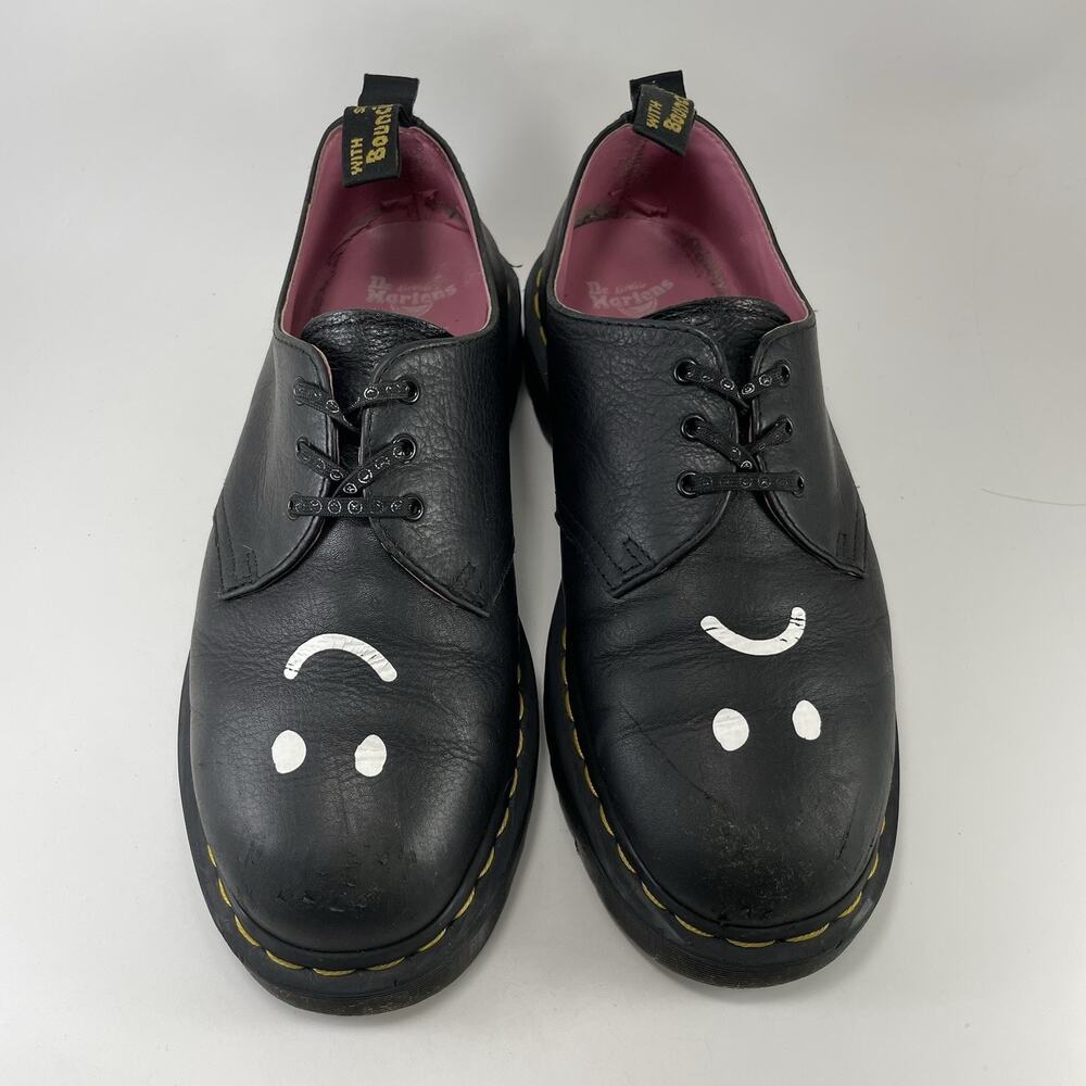 Dr. Martens 1461 BEX Oxfords Black Lazy Oaf Happy Sad Face Womens Size 10 Black